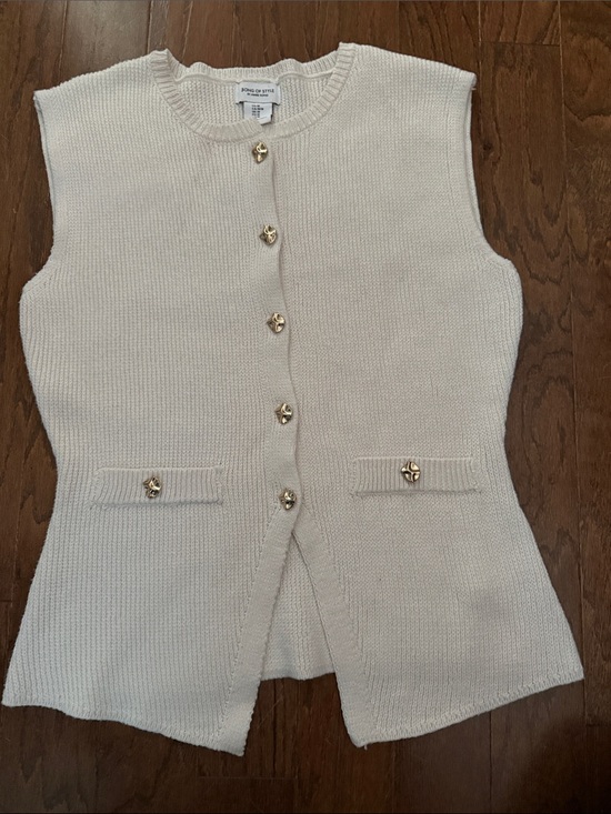 Song of Style Sweaters - Song of Style Cream Knit Button-Front Sleeveless Cardigan